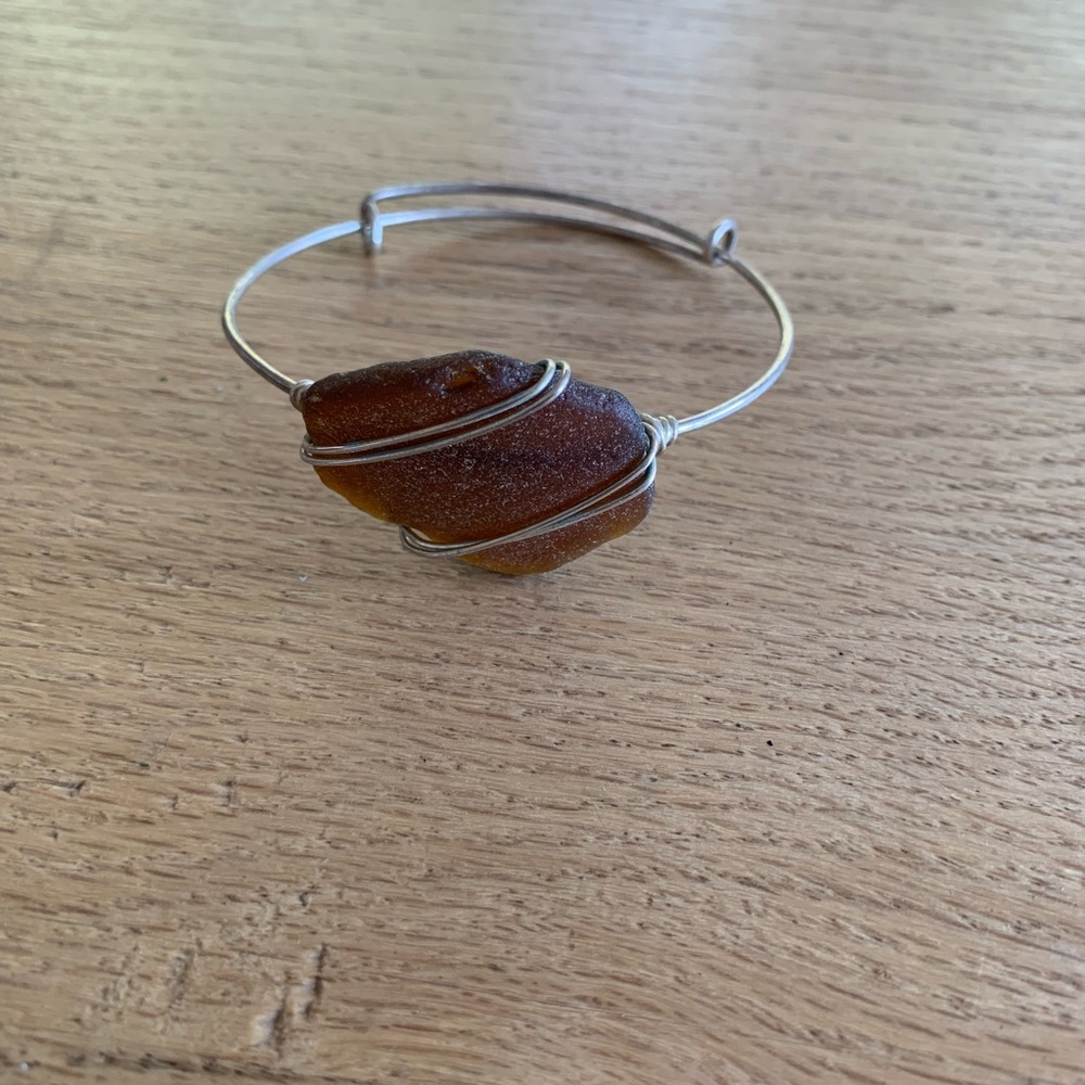 Sea Glass Wire Wrapped Bracelet Women’s Topaz Preloved